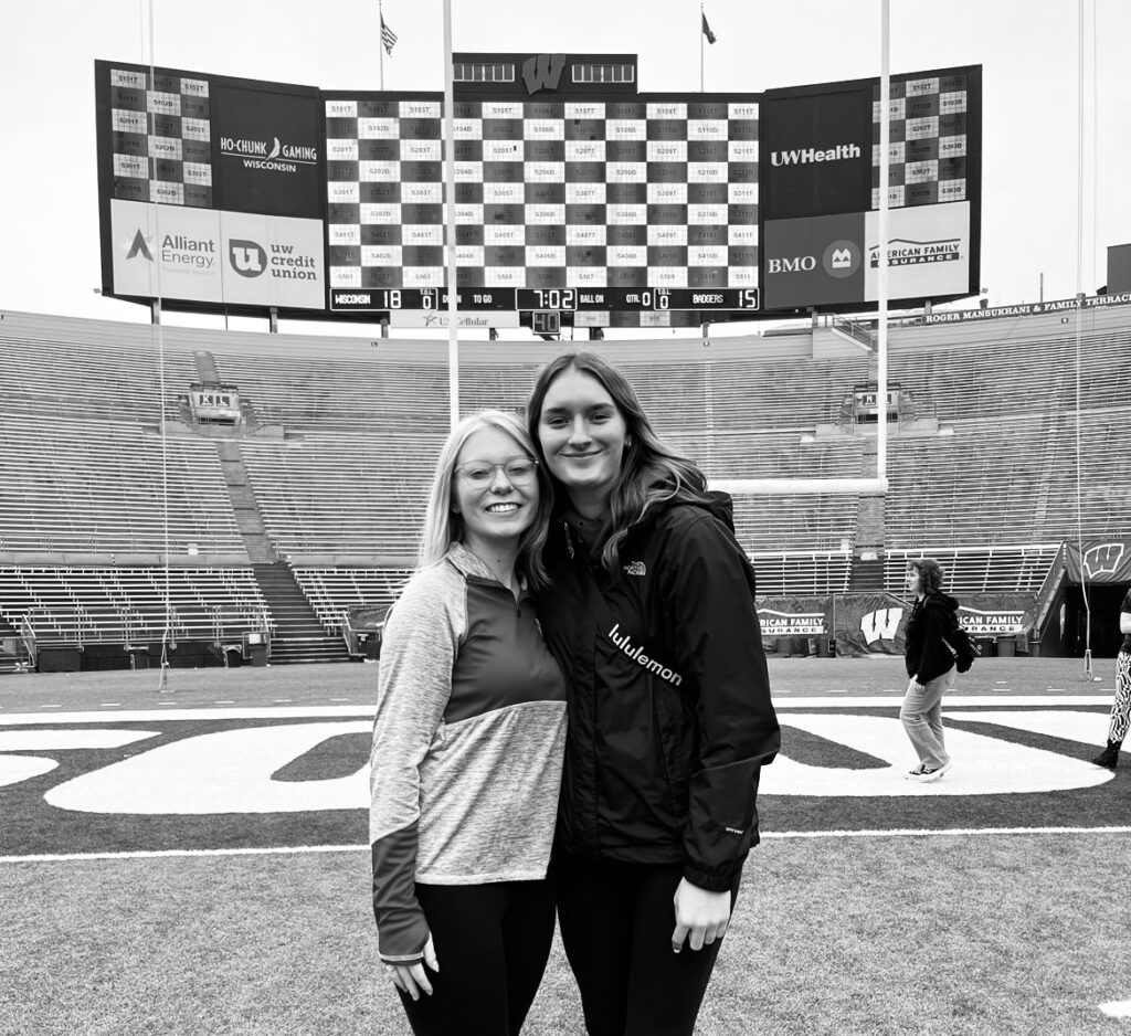 Ava and a classmate tour Camp Randall for Sports and Entertainment Marketing class.